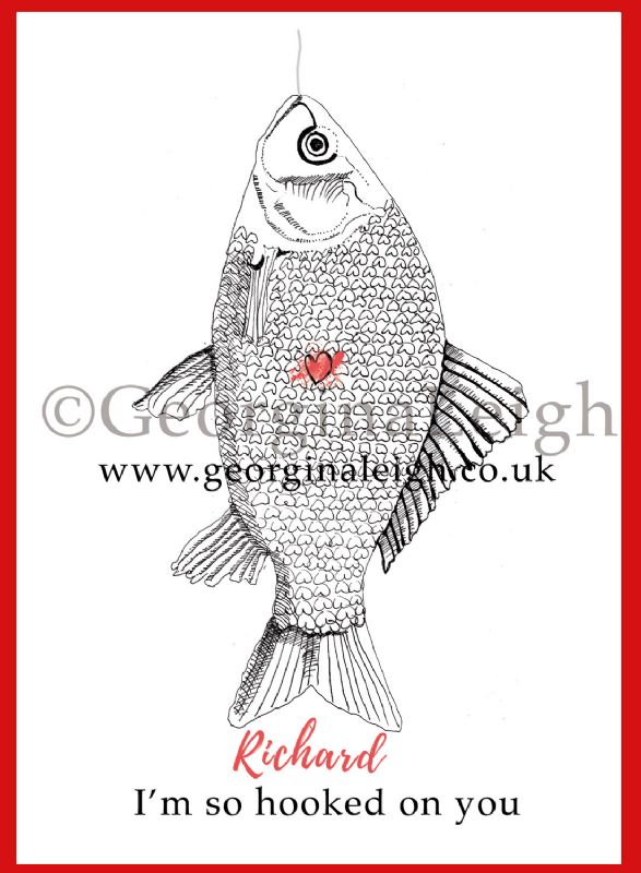Fishing Valentines Card Custom Name